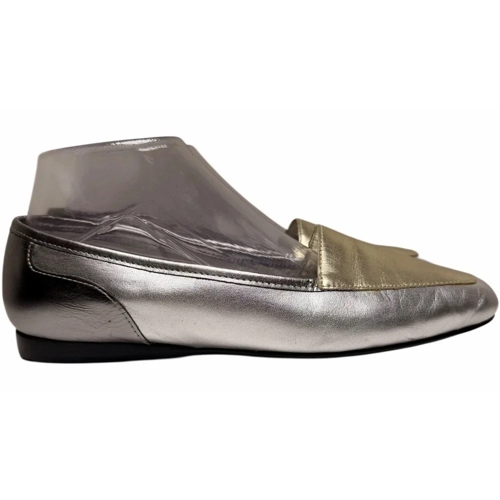 Enzo Angiolini Metallic Liberty‎ Square Toe Leather Loafers 8M
